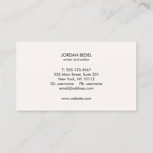 シンプル白クラシックプロフェッショナル 名刺 (裏面)