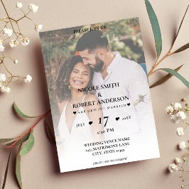 シンプル白グラデーション背景結婚写真 招待状