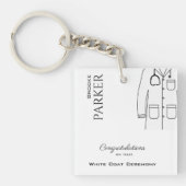 シンプル白コート式おめでとう キーホルダー (正面)