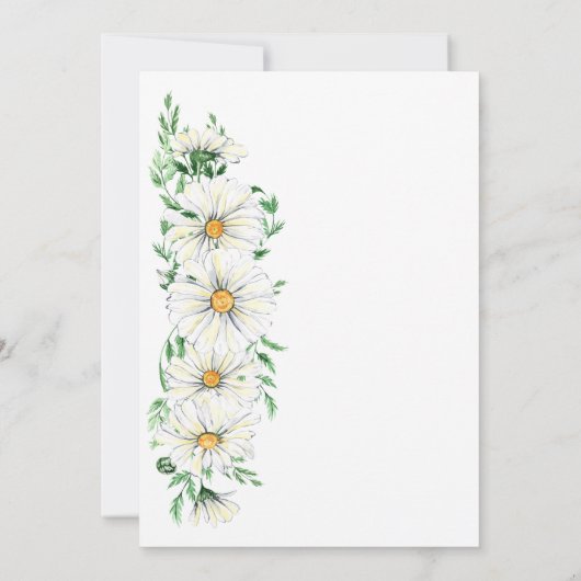 シンプル白デイジーフローラクリスチ結婚アン 招待状 (裏面)