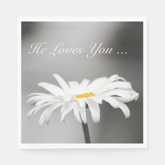 シンプル白デイジー花 スタンダードランチョンナプキン (正面)