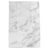 シンプル白フェイク大理石 ミディアムペーパーバッグ (裏面)