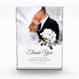 シンプル白フレーム写真結婚の感謝 フォトブロック