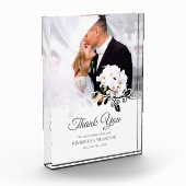 シンプル白フレーム写真結婚の感謝 フォトブロック (左)