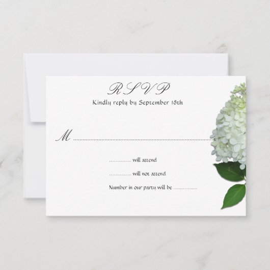 シンプル白フローラあじさい結婚さんの返信カード 出欠カード (正面)