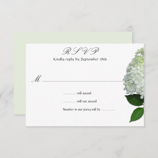 シンプル白フローラあじさい結婚さんの返信カード 出欠カード (正面/裏面)
