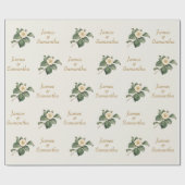 シンプル白フローライラストレーション |の結婚ギフト ラッピングペーパー (フラット)