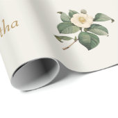 シンプル白フローライラストレーション |の結婚ギフト ラッピングペーパー (ロールコーナー)