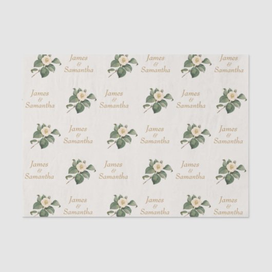 シンプル白フローライラストレーション |の結婚ギフト 薄葉紙 (正面)