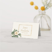 シンプル白フローライラストレーション |の結婚テーブル プレイスカード (裏面)