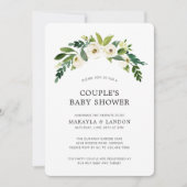 シンプル白フローラガールエレガントベビーシャワー 招待状 (正面)