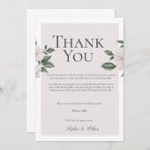 シンプル白フローラデジタルサンキューカード 招待状 (正面/裏面)