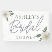 シンプル白フローラブライダルシャワーバナー 横断幕 (横)