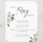 シンプル白フローラブライダルシャワーリングや輪ゲーム (正面/裏面)