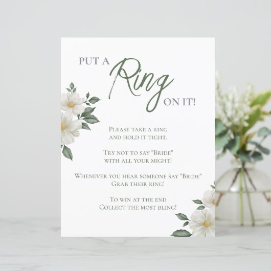 シンプル白フローラブライダルシャワーリングや輪ゲーム (スタンド正面)