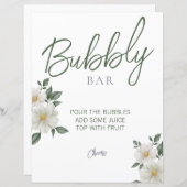 シンプル白フローラブライダルシャワー泡状バー標識 (正面/裏面)