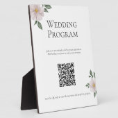 シンプル白フローラ結婚式 プログラム標識 フォトプラーク (側面)