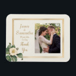 シンプル白フローラ |写真カスタムありがとう マグネット<br><div class="desc">美シンプルしくクラシックて。白いツバキの花と独身の葉のヴィンテージの植物性イラストレーションは、クリーム色の背景に素晴らし設定されている外観。文字はスクリプトスタイル内にあり、色の付いた金ゴールドで、金ゴールドエフェクトフレームエレガント内に設定される。単に選択の写真と文字のイベントを追加して簡単に選択の型枠に一緒に来しシンプル、結婚式のデザインのための完璧なデザインをしますは簡単に追加して選択の写真とのは簡単に自由に私を見て欲しい製品は好きやのののののののののののののののの。</div>