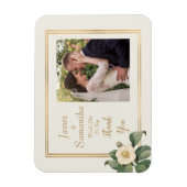 シンプル白フローラ |写真カスタムありがとう マグネット (縦)