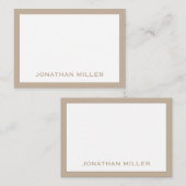 シンプル白ベージュ文字名 ノートカード (正面/裏面)