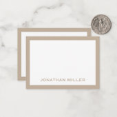 シンプル白ベージュ文字名 ノートカード (正面/裏面インサイチュ)