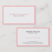 シンプル白ミニマルとライトピンク縁どの 名刺 (正面/裏面)
