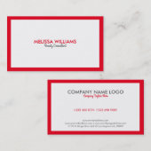 シンプル白ミニマルと明るい赤縁ど 名刺 (正面/裏面)