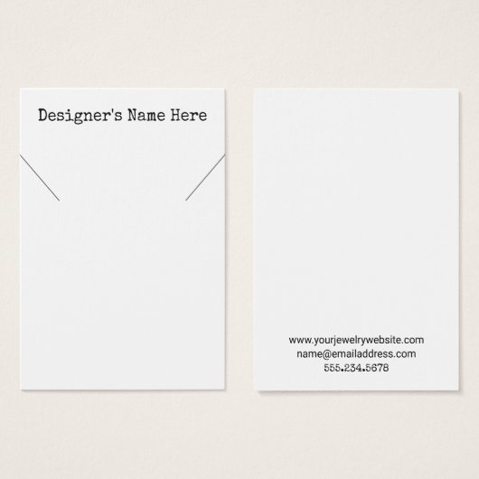 シンプル白ミニマルネックレスホルダー表示カード (正面&裏面)