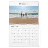 シンプル白ミニマルモダン主義の家族写真 カレンダー (3月 2026)