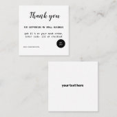 シンプル白ミニマルモダン感謝していいビジネスカー スクエア名刺 (正面/裏面)