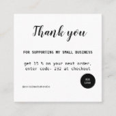 シンプル白ミニマルモダン感謝していいビジネスカー スクエア名刺 (正面)