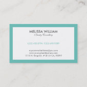 シンプル白ミニマル白とターコイズ縁ど 名刺 (裏面)