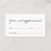 シンプル白ミニマル美しいサロンアポイントメントカード 予約カード (正面)