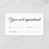 シンプル白ミニマル美しいサロンアポイントメントカード 予約カード (正面)