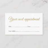 シンプル白ミニマル美しいサロンアポイントメントカード 予約カード (正面)