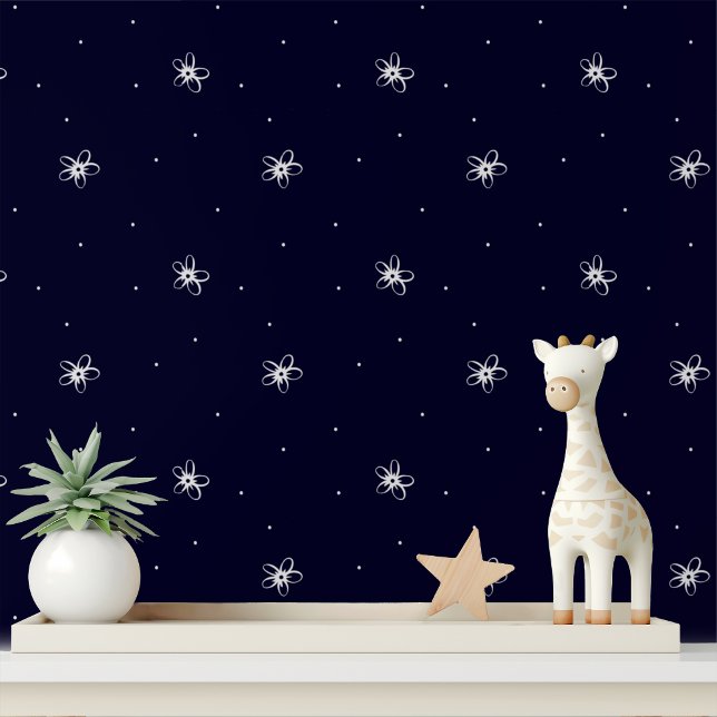 シンプル白ミニマル花青花柄 壁紙 (クリエイターアップロード済み)