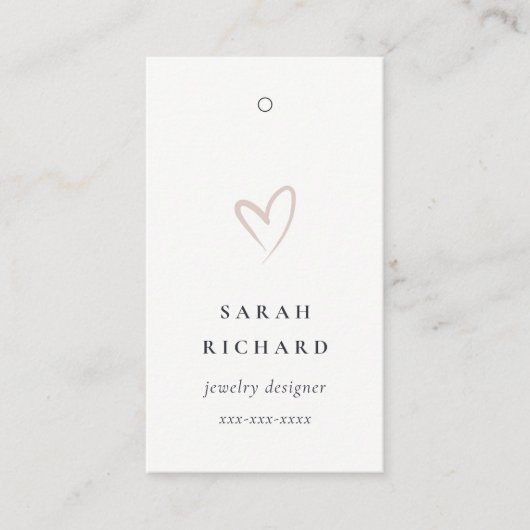 シンプル白ミニマル赤面ハート価格ラベル名 名刺 (正面)
