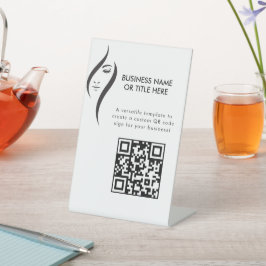 シンプル白ミニマル黒美しいサロン看板 台座サイン