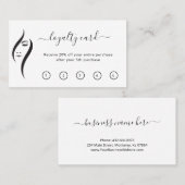 シンプル白ミニマル黒美しいサロン ロイヤリティカード (正面/裏面)