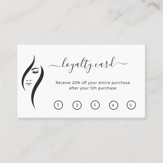 シンプル白ミニマル黒美しいサロン ロイヤリティカード (正面)