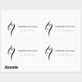 シンプル白ミニマル黒美しいサロン 長方形シール (シート)