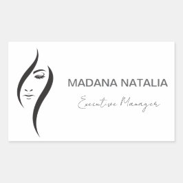 シンプル白ミニマル黒美しいサロン 長方形シール