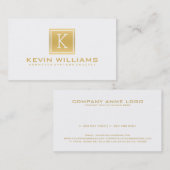 シンプル白モダンと金ゴールドの幾何学的アクセント 名刺 (正面/裏面)