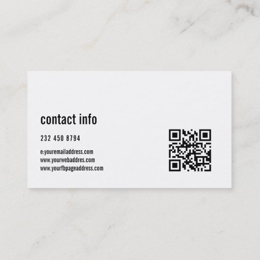 シンプル白モダンと黒の挨拶 名刺 (裏面)