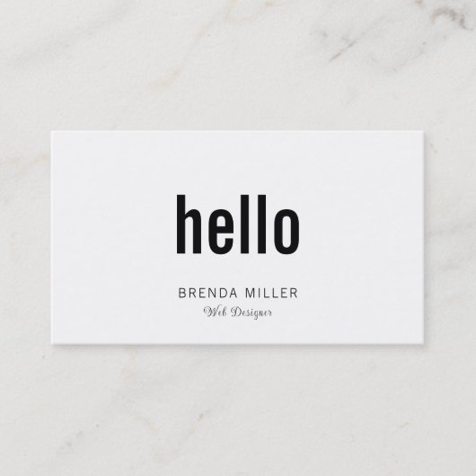 シンプル白モダンと黒の挨拶 名刺 (正面)