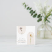 シンプル白モダンにボホワイルドフラワーズ スクエア名刺 (スタンド正面)