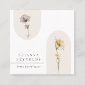 シンプル白モダンにボホワイルドフラワーズ スクエア名刺 (正面)