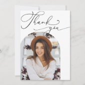 シンプル白モダンアーチ写真卒業 サンキューカード (正面)
