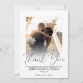 シンプル白モダンカップル結婚写真 サンキューカード (正面)