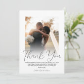 シンプル白モダンカップル結婚写真 サンキューカード (スタンド正面)